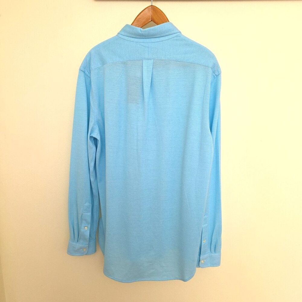 Polo Ralph Lauren Knit Oxford Long Sleeve Shirt Blue L Preppy Coastal Office NWT - Picture 2 of 11